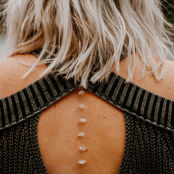Dripping In Diamonds Back Necklace