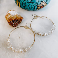 Everly Herkimer Diamond and Pearl Hoop Earrings