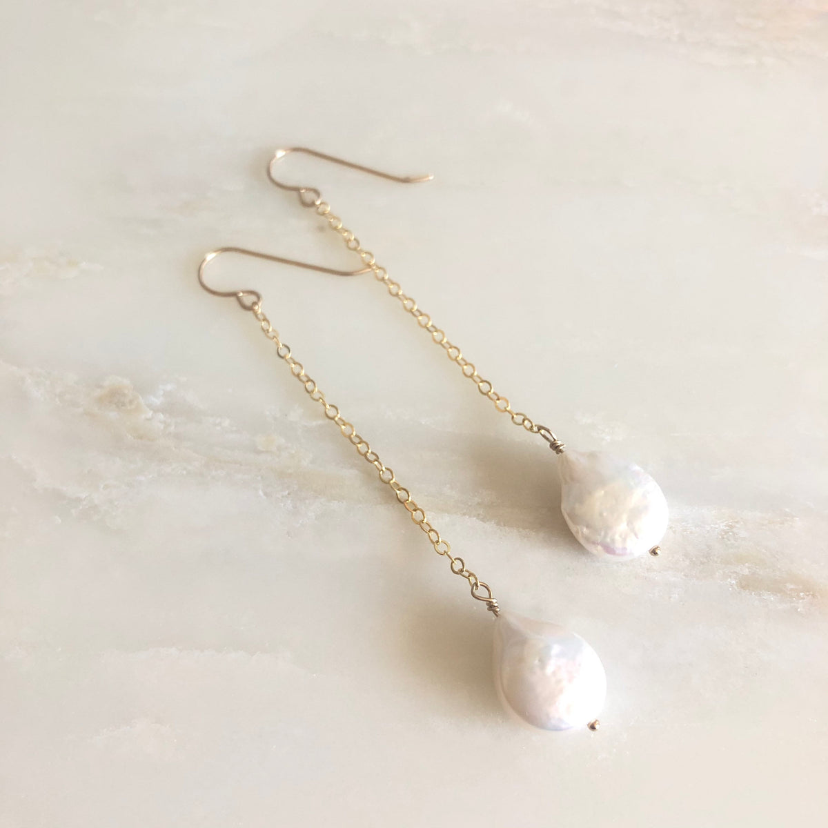 Pearl Coin Drop Earrings