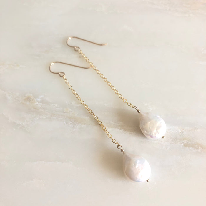 Pearl Coin Drop Earrings