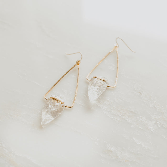 Nala Quartz Crystal Arrowhead Earrings