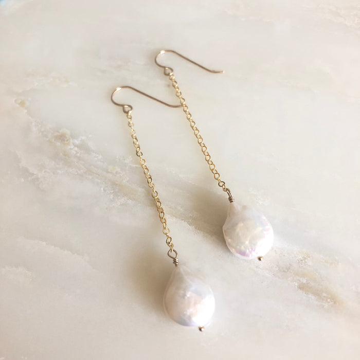 Pearl Coin Drop Earrings