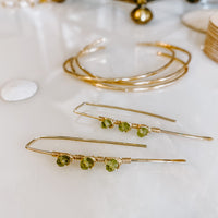 Triple Stone Peridot Threader Earrings
