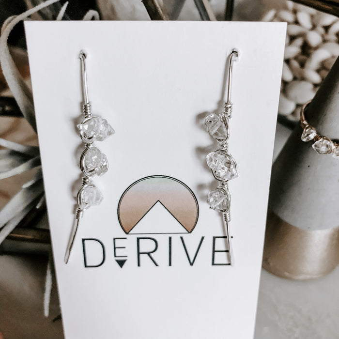 Atlantic Threader Earrings with Herkimer Diamonds