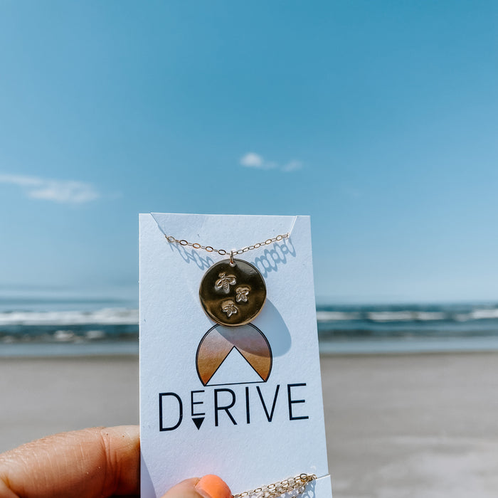 Hand Stamped Bee Coin Necklace