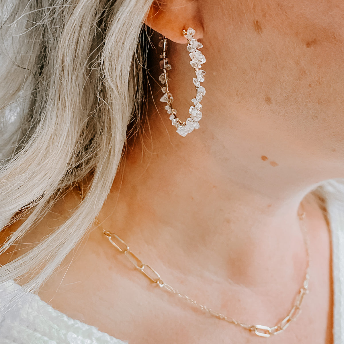 Forever Herkimer Diamond Hoop Threaders