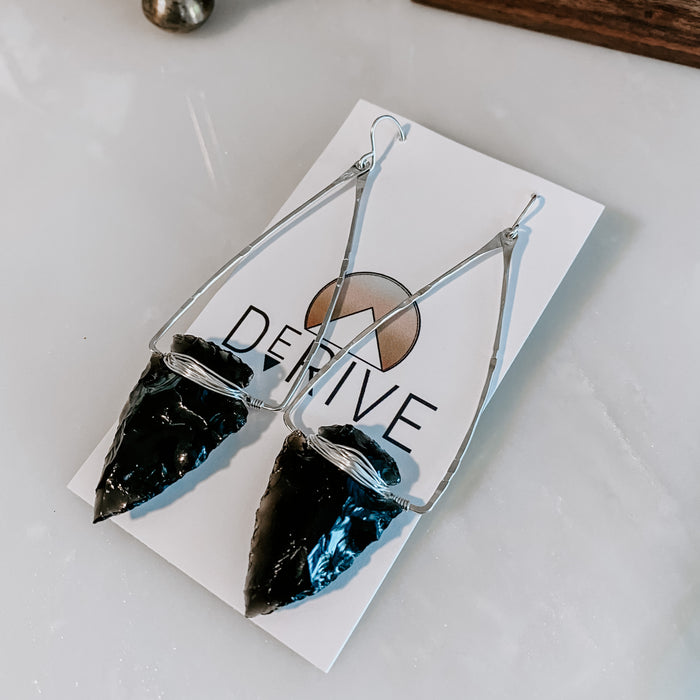 Nala Obsidian Arrowhead Earrings