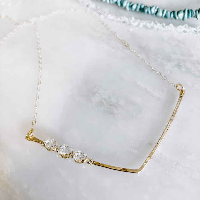 Herkimer Diamond Chevron Necklace