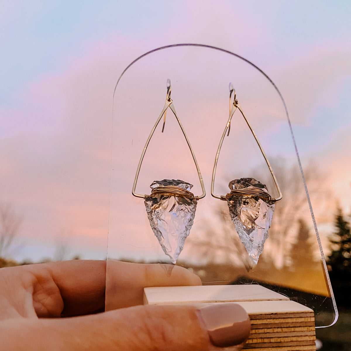 Nala Quartz Crystal Arrowhead Earrings