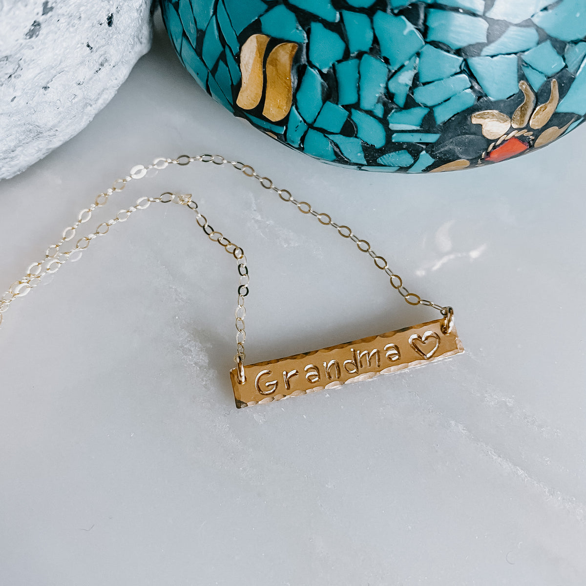 Hand stamped Bar Necklace