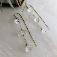 Triple Herkimer Diamond Chain Threader Earrings
