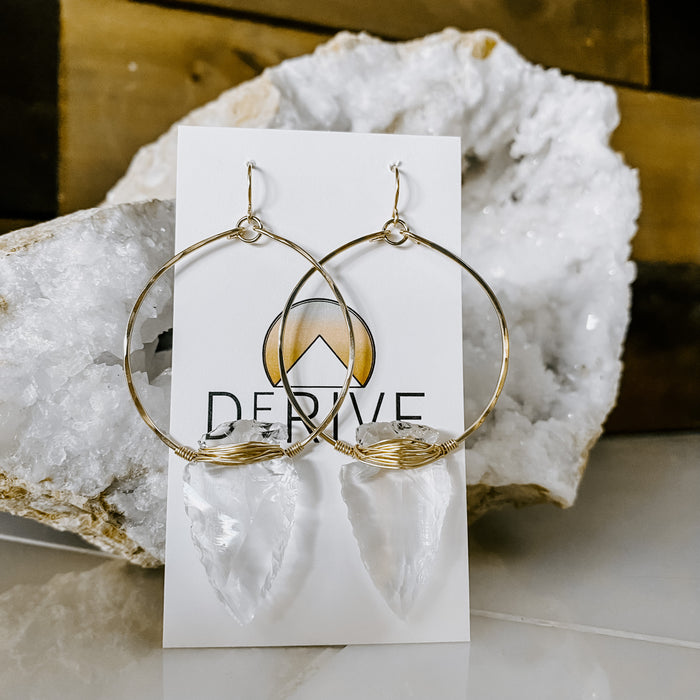 Nala Quartz Crystal Arrowhead Hoop Earrings