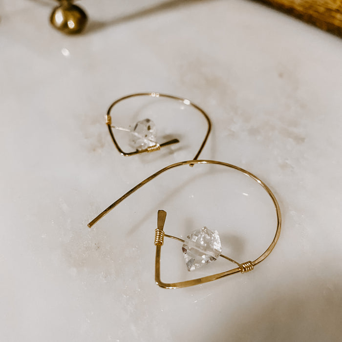 Herkimer Diamond Ear Threaders