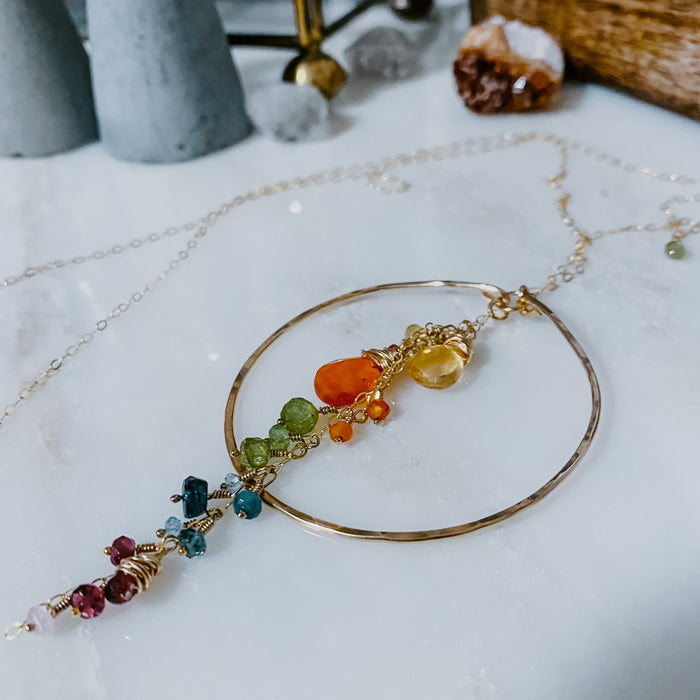 Coral Garden Hoop Necklace