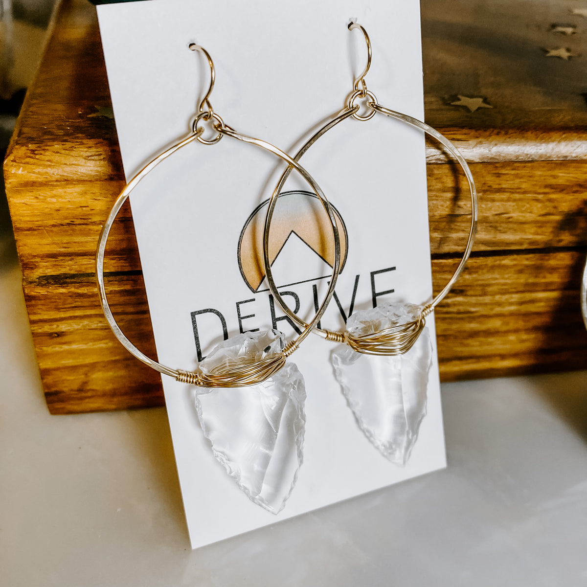 Nala Quartz Crystal Arrowhead Hoop Earrings