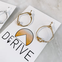 Mini Herkimer Diamond Organic Shape Hoop Earrings