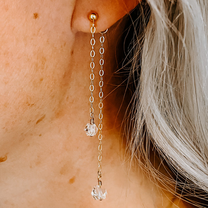 Double Take Herkimer Diamond Drop Earrings