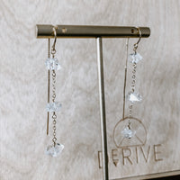Triple Herkimer Diamond Chain Threader Earrings
