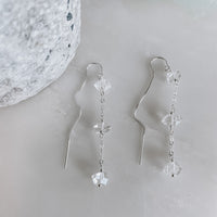 Triple Herkimer Diamond Chain Threader Earrings