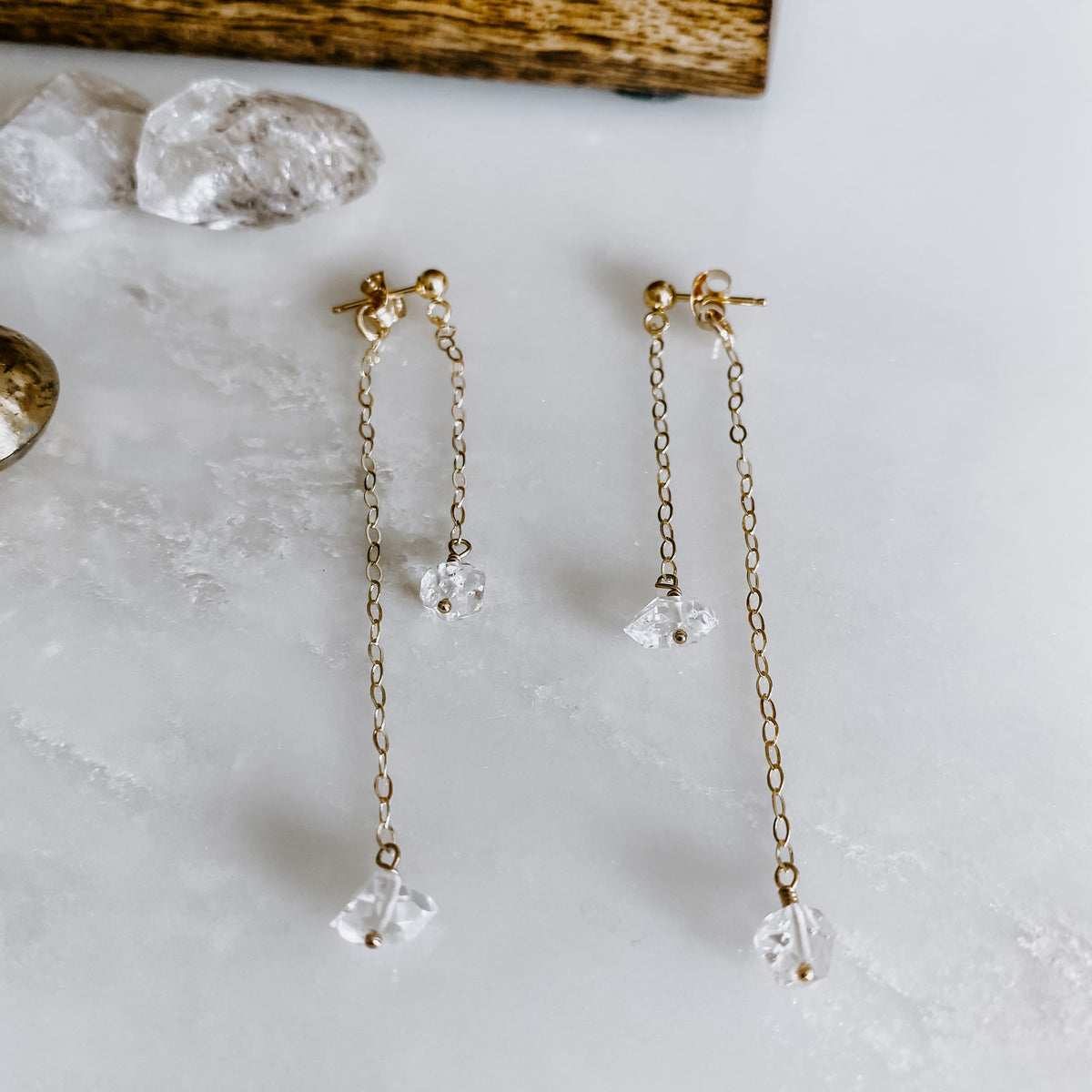 Double Take Herkimer Diamond Drop Earrings