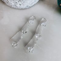 Triple Herkimer Diamond Chain Threader Earrings