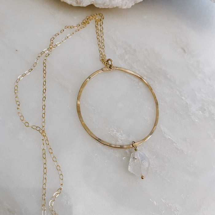 Moonstone Hoop Necklace