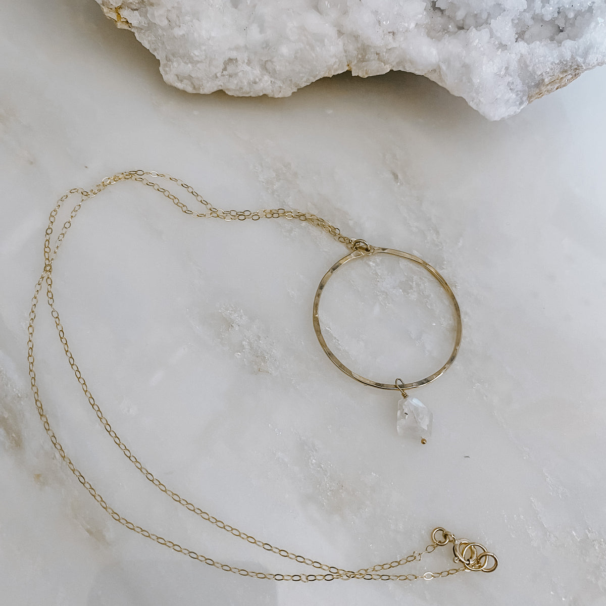 Moonstone Hoop Necklace