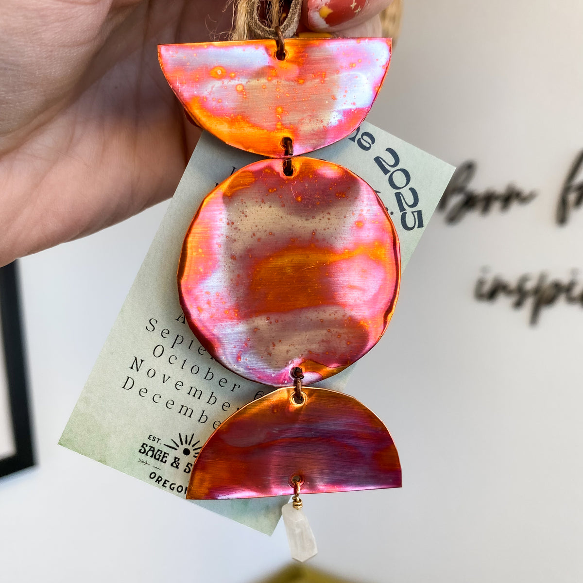 Moon Phase Copper Ornament