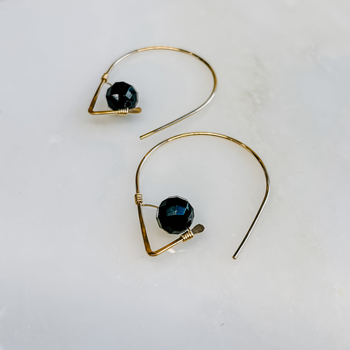 Black Tourmaline Ear Threaders