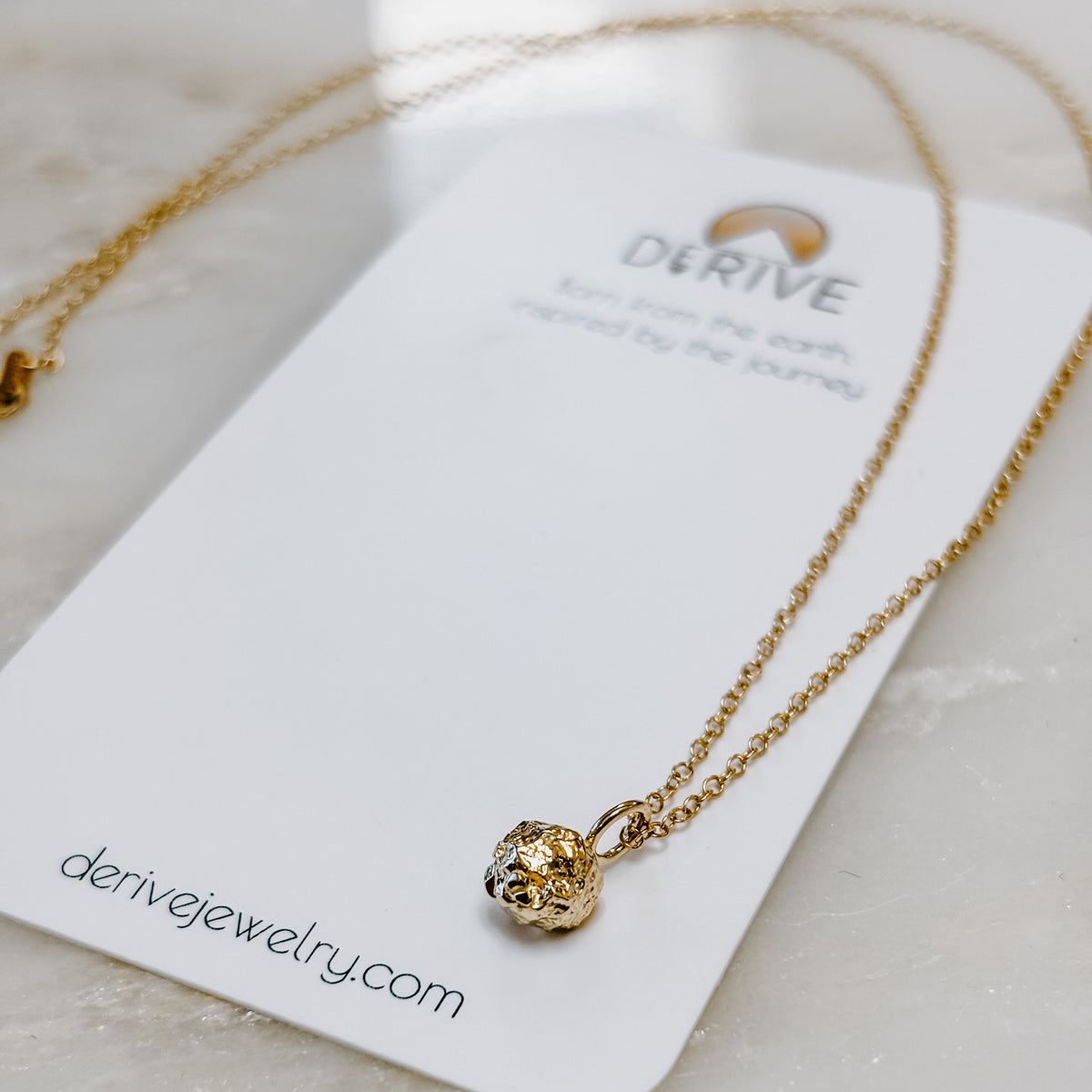 Gold Nugget Solid 14k Gold Charm Necklace
