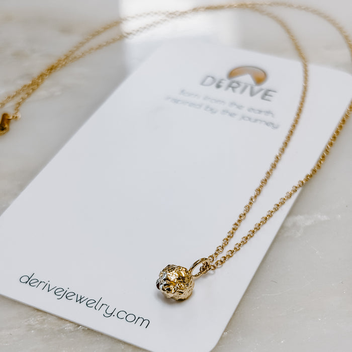 Gold Nugget Solid 14k Gold Charm Necklace