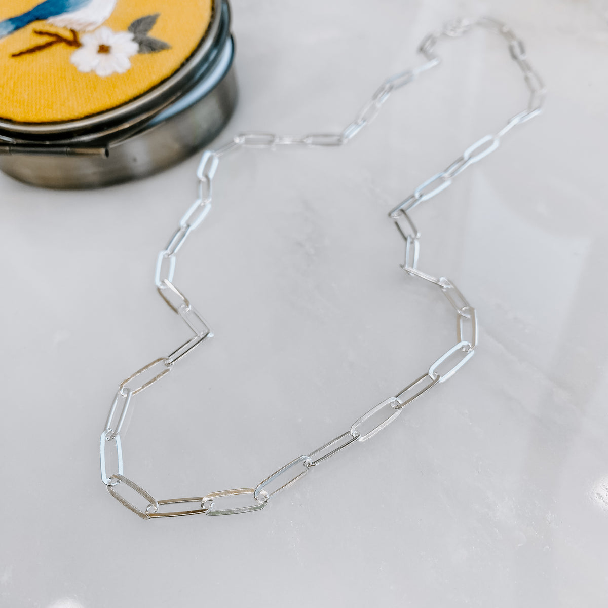 Paperclip Chain Link Necklace - Sterling Silver