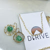 Holiday Gift Set: Paperclip Chain Necklace and Australian Chrysoprase pebble mini hoops