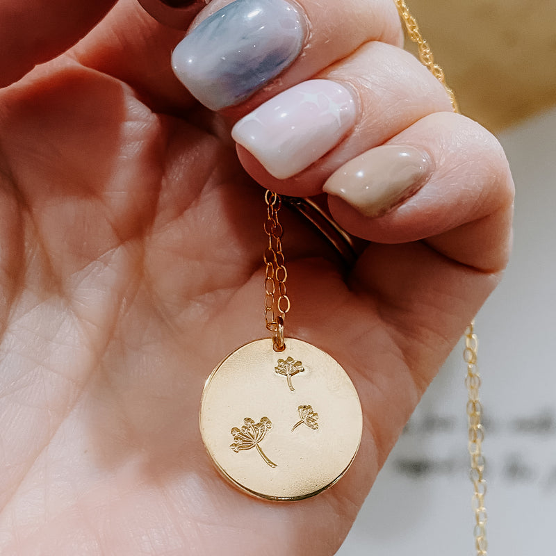 Hand Stamped Wish Coin Necklace