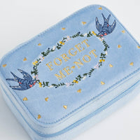 Forget Me Not Blue Velvet Embroidered Jewelry Box