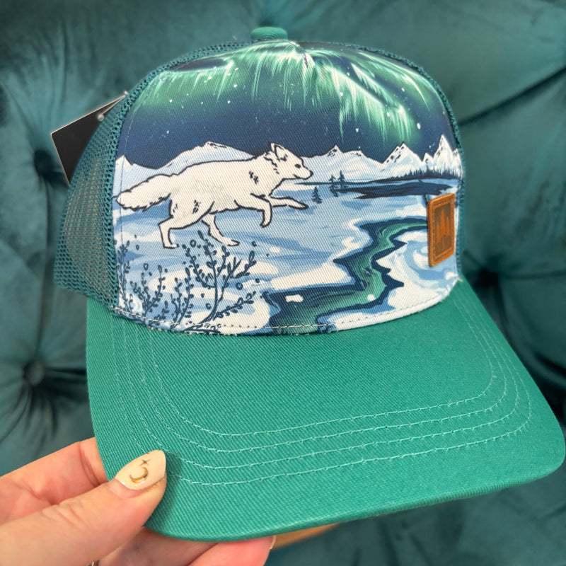 Winter Fox Kids Trucker Hat - Deep Teal Youth Size
