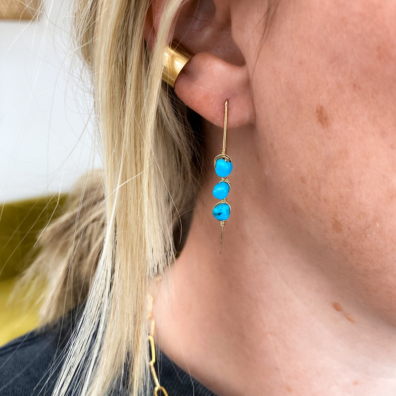 Pacific Threader Earrings with Kingman Turquoise