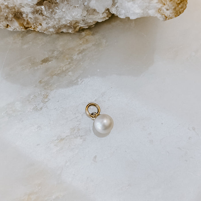 Freshwater Pearl Solid 14k Gold Charm (Charm only)