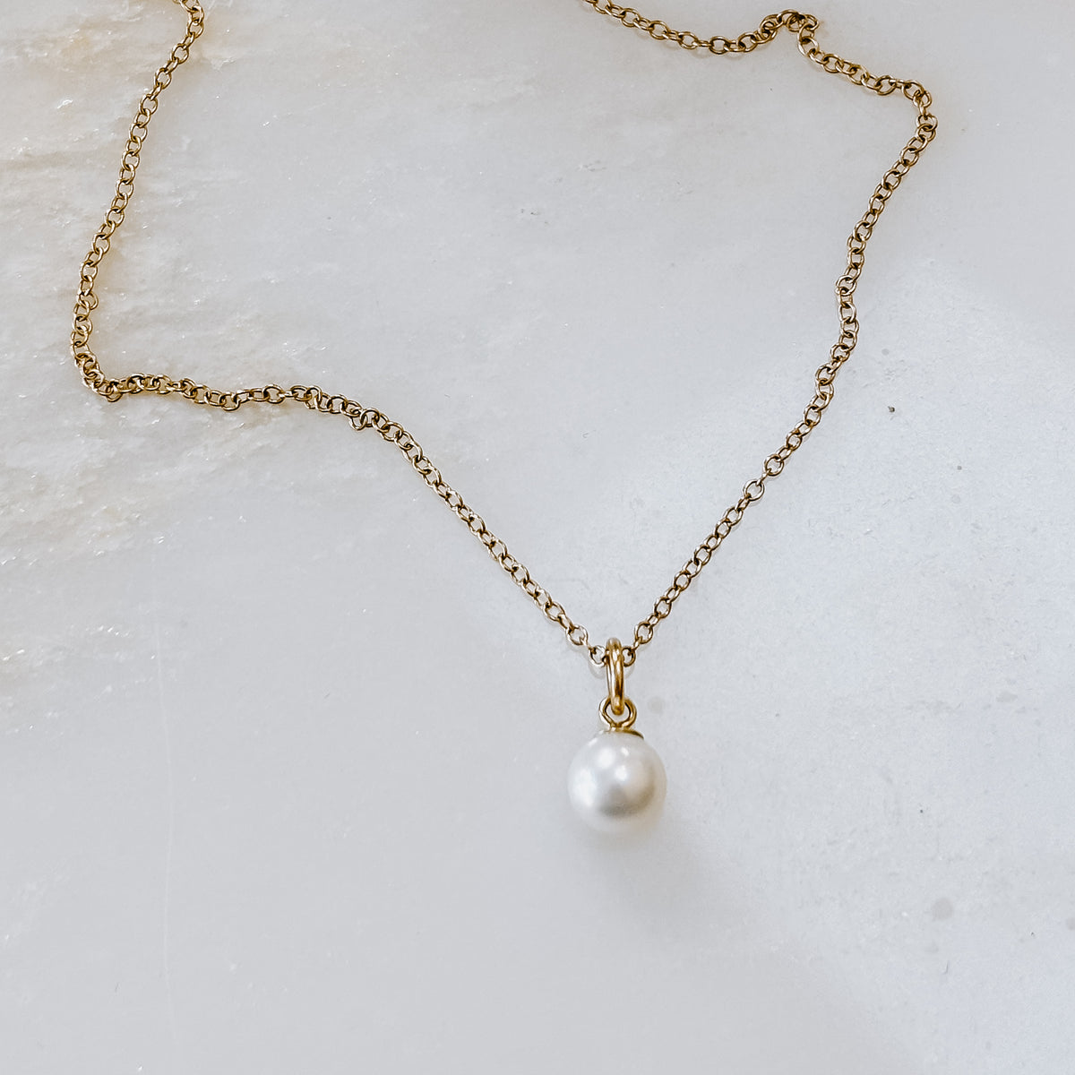 Freshwater Pearl Solid 14k Gold Charm Necklace