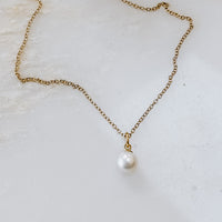 Freshwater Pearl Solid 14k Gold Charm Necklace