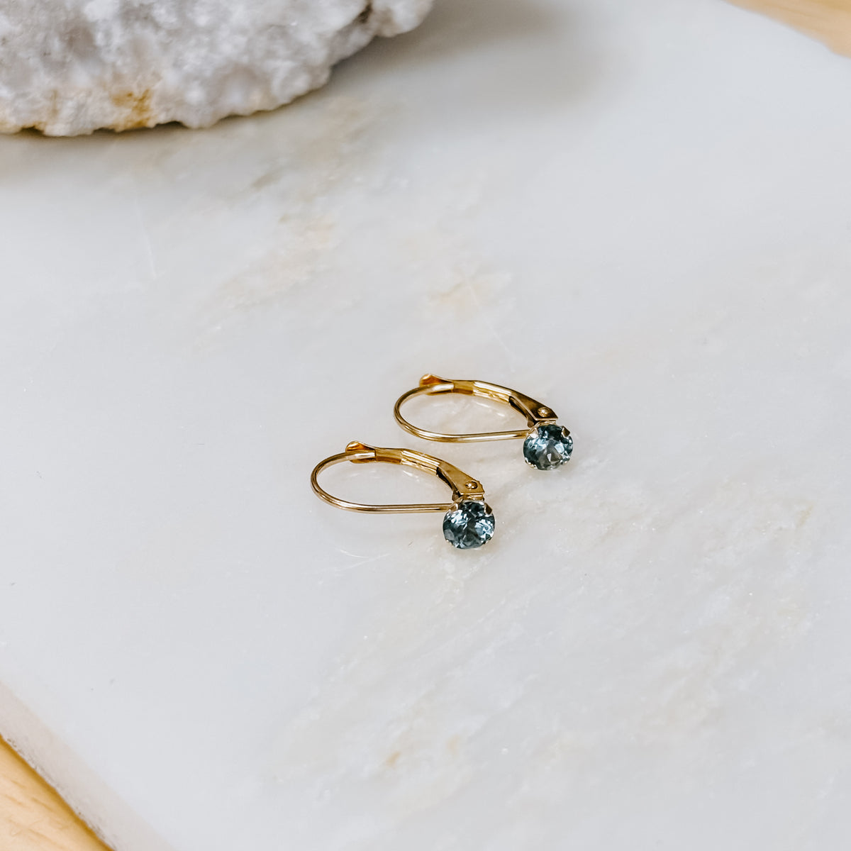 Montana Sapphire Solid 14k Gold Lever Back Earrings