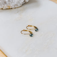 Montana Sapphire Solid 14k Gold Lever Back Earrings