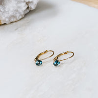 Montana Sapphire Solid 14k Gold Lever Back Earrings
