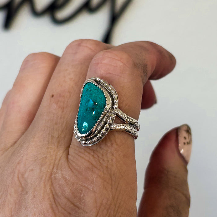 Custom Wanderer's Ring Kingman Turquoise, size 9
