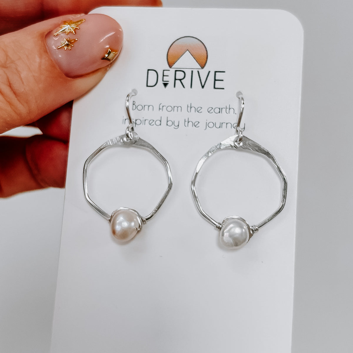 Mini Organic Hoop Pearl Earrings