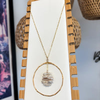 Pearl Hoop Necklace, length 30"