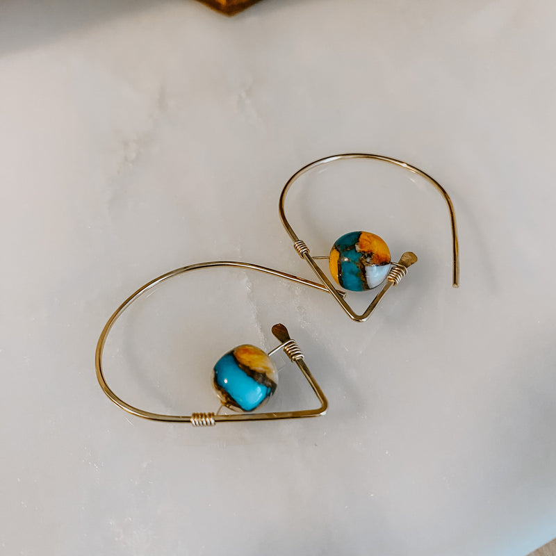 Spiny Oyster Turquoise Ear Threaders (WS)