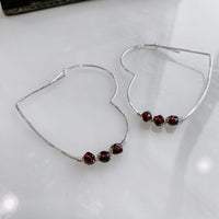 Garnet Heart Threader Earrings (WS)