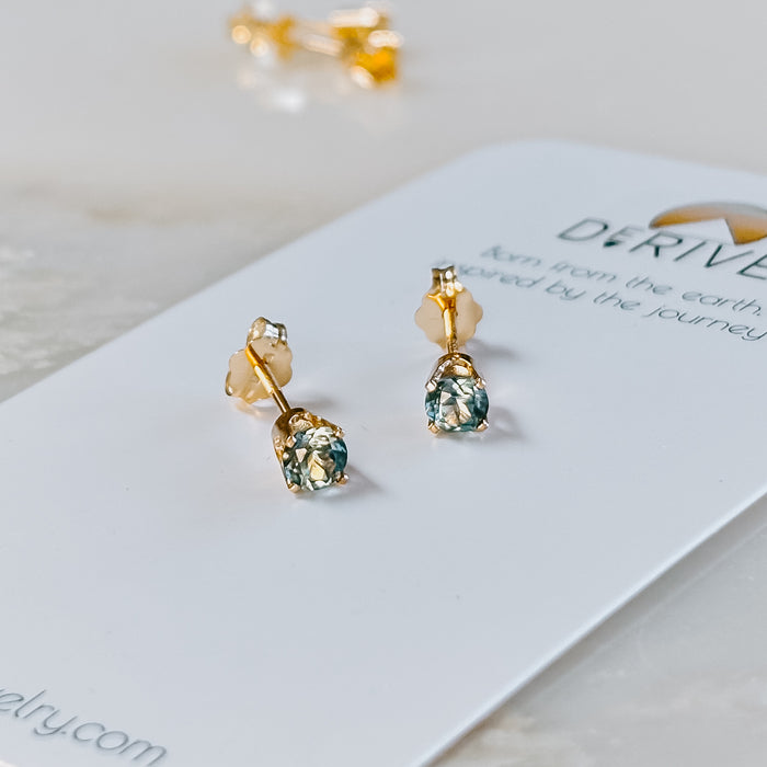 Montana Sapphire Solid 14k Gold Stud Earrings