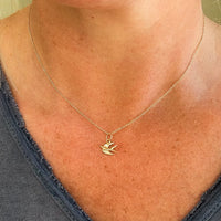 Song Bird Solid 14k Gold Charm Necklace